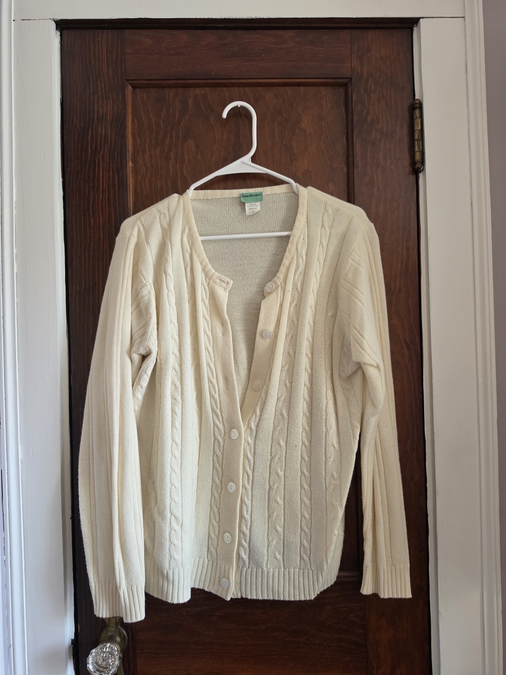 Cream Cable-Knit Button Cardigan